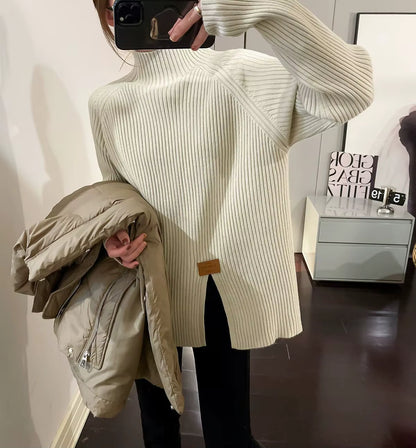 Soft Ribbed Knit Pullover Sweater