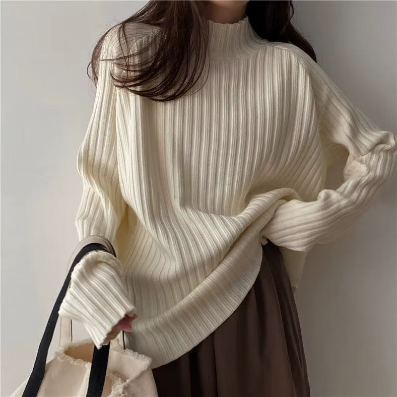 Loose-Fit Turtleneck Knit Sweater