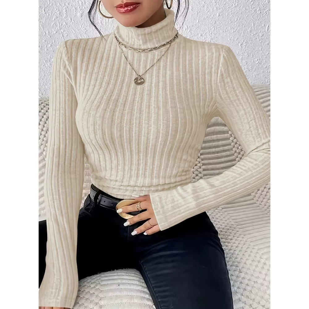 Ribbed Knit Turtleneck Sweater