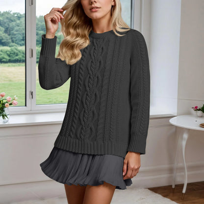 Round Neck Knitted Mini Dress
