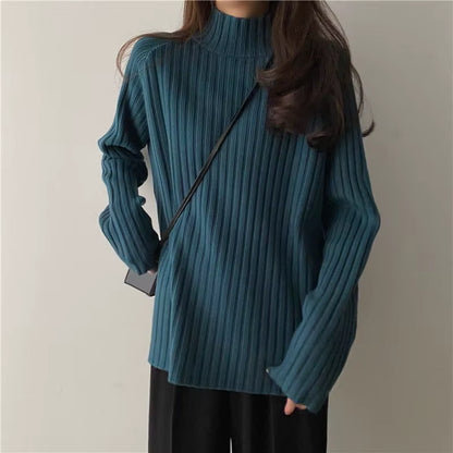 Loose-Fit Turtleneck Knit Sweater
