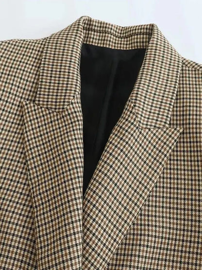 Vintage Double-Breasted Plaid Blazer