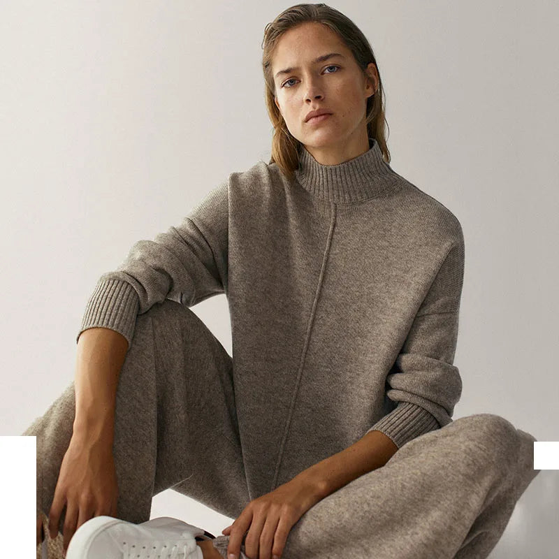 Elegant Wool-Blend Two-Piece Knitted Set