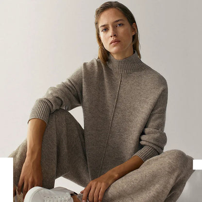 Elegant Wool-Blend Two-Piece Knitted Set