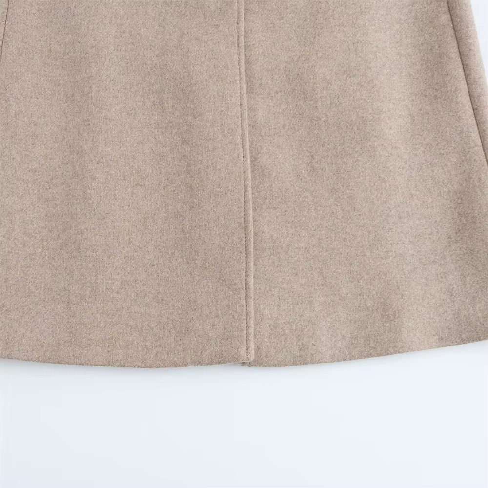 Long Belted Coat with Faux Fur Lapel