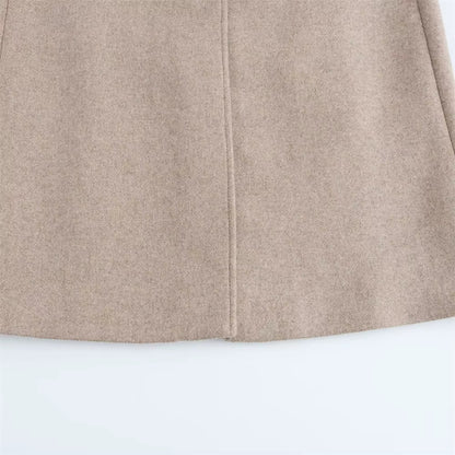 Long Belted Coat with Faux Fur Lapel