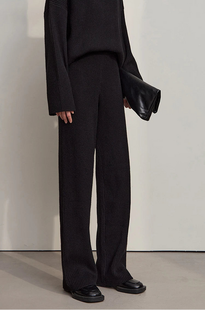 Ribbed Turtleneck Knitted Two-Piece Set