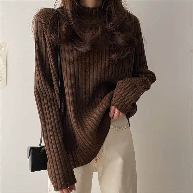 Loose-Fit Turtleneck Knit Sweater