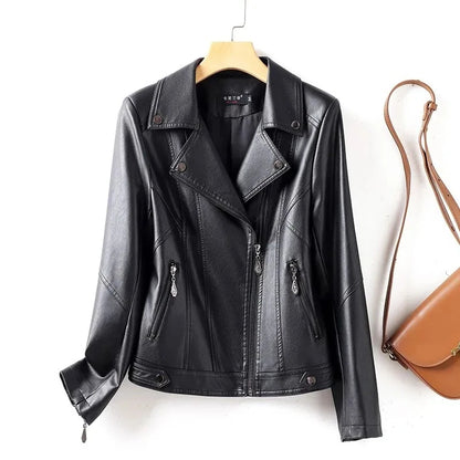 Slim-Fit Genuine Leather Rivet Biker Jacket