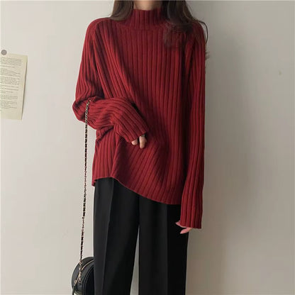 Loose-Fit Turtleneck Knit Sweater
