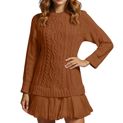 Round Neck Knitted Mini Dress