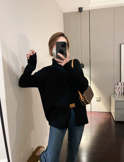 Soft Ribbed Knit Pullover Sweater