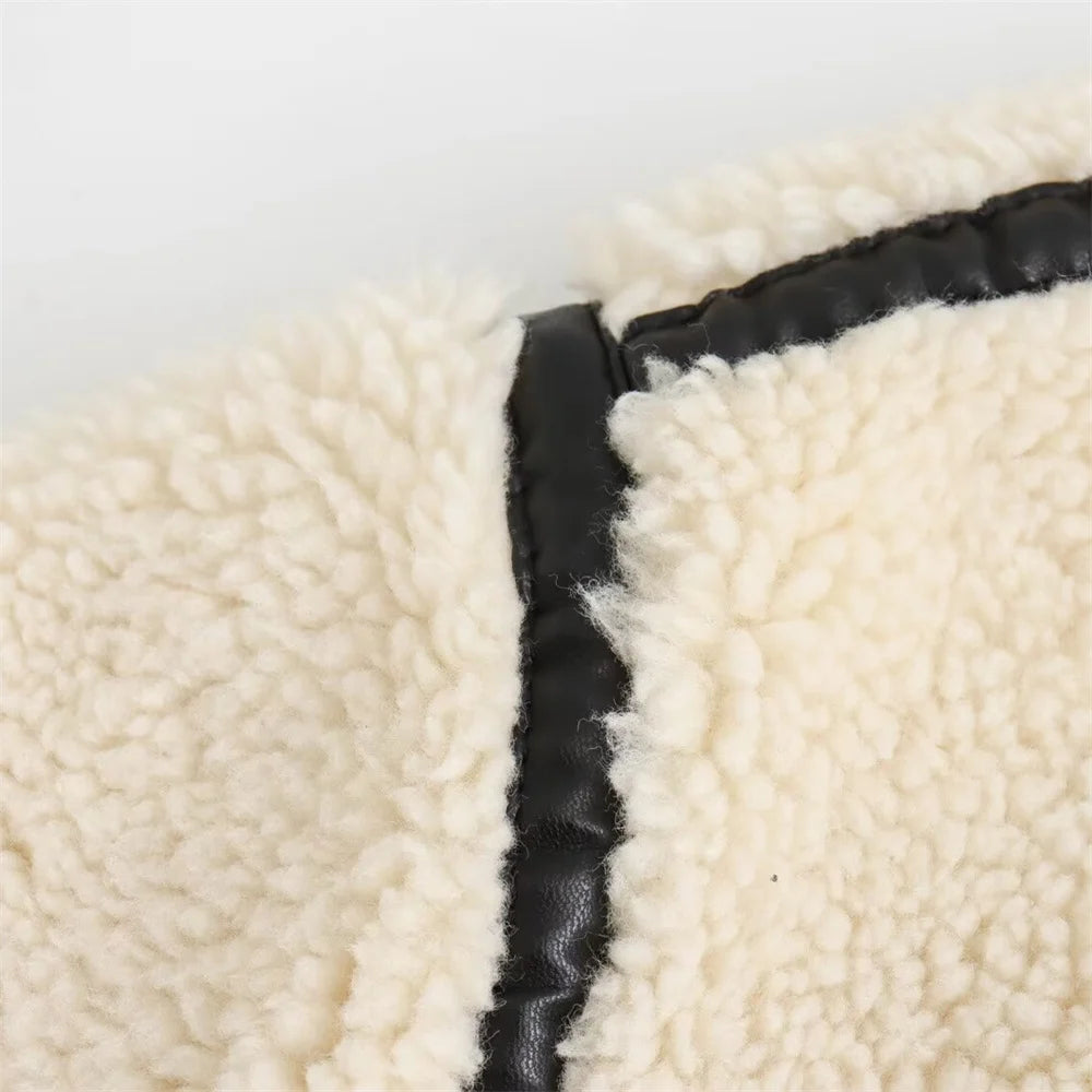 Plush Fur-Effect Structured Jacket