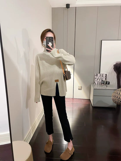 Soft Ribbed Knit Pullover Sweater