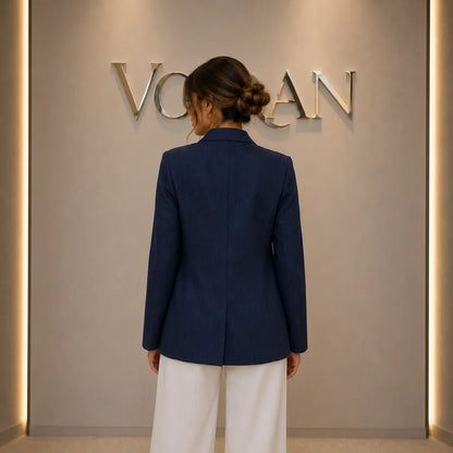 Linen Blazer – Women's Tailored 3/4 Sleeve Summer Jacket