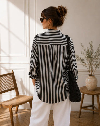 Oversized Linen-Blend Striped Shirt – Women's Summer Essential