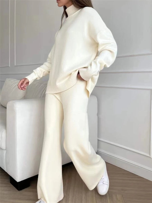 Knitted two-piece set with high-neck sweater and straight-leg trousers Vohran UK.