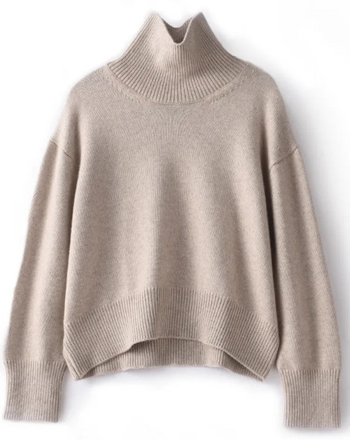 Pure cashmere turtleneck sweater with relaxed fit and ribbed details Vohran UK