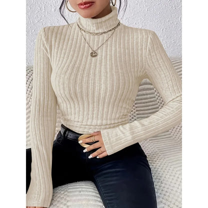 Ribbed knit turtleneck sweater with slim silhouette and long sleeves Vohran UK