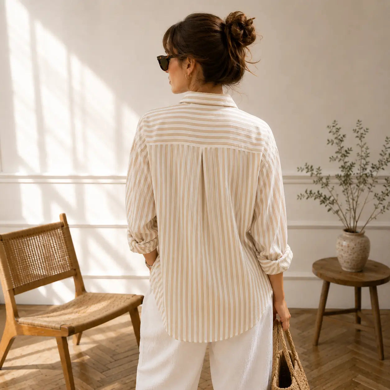 Oversized Linen-Blend Striped Shirt – Women's Summer Essential