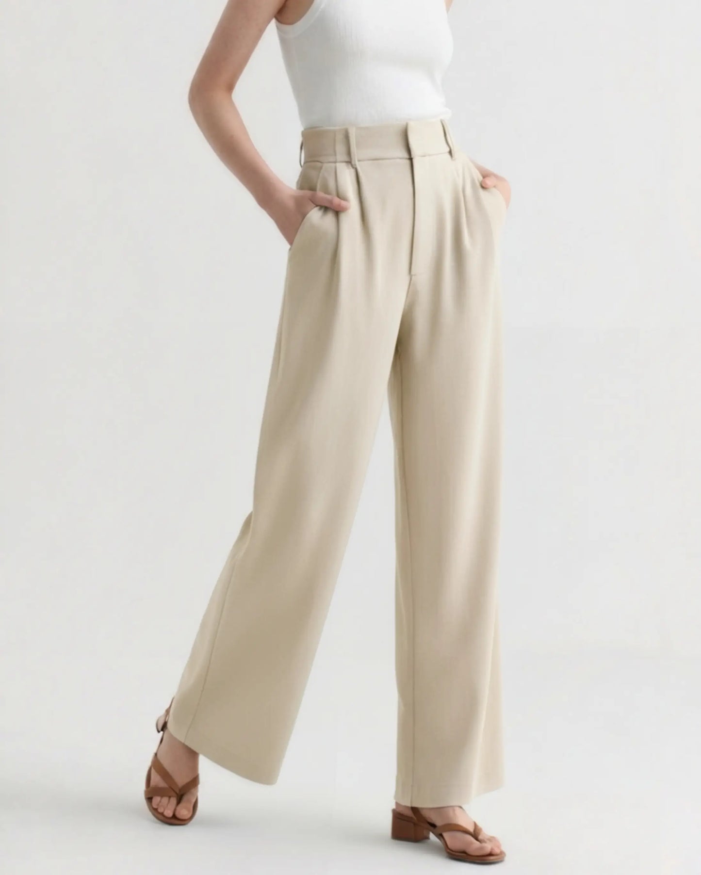 Tailored Wide-Leg Trousers – Women's High-Waist Pleated Trousers