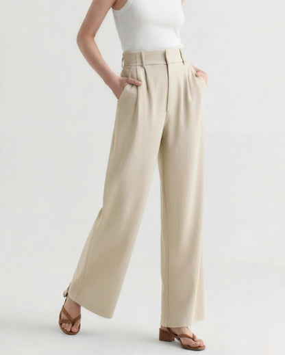Tailored Wide-Leg Trousers – Women's High-Waist Pleated Trousers