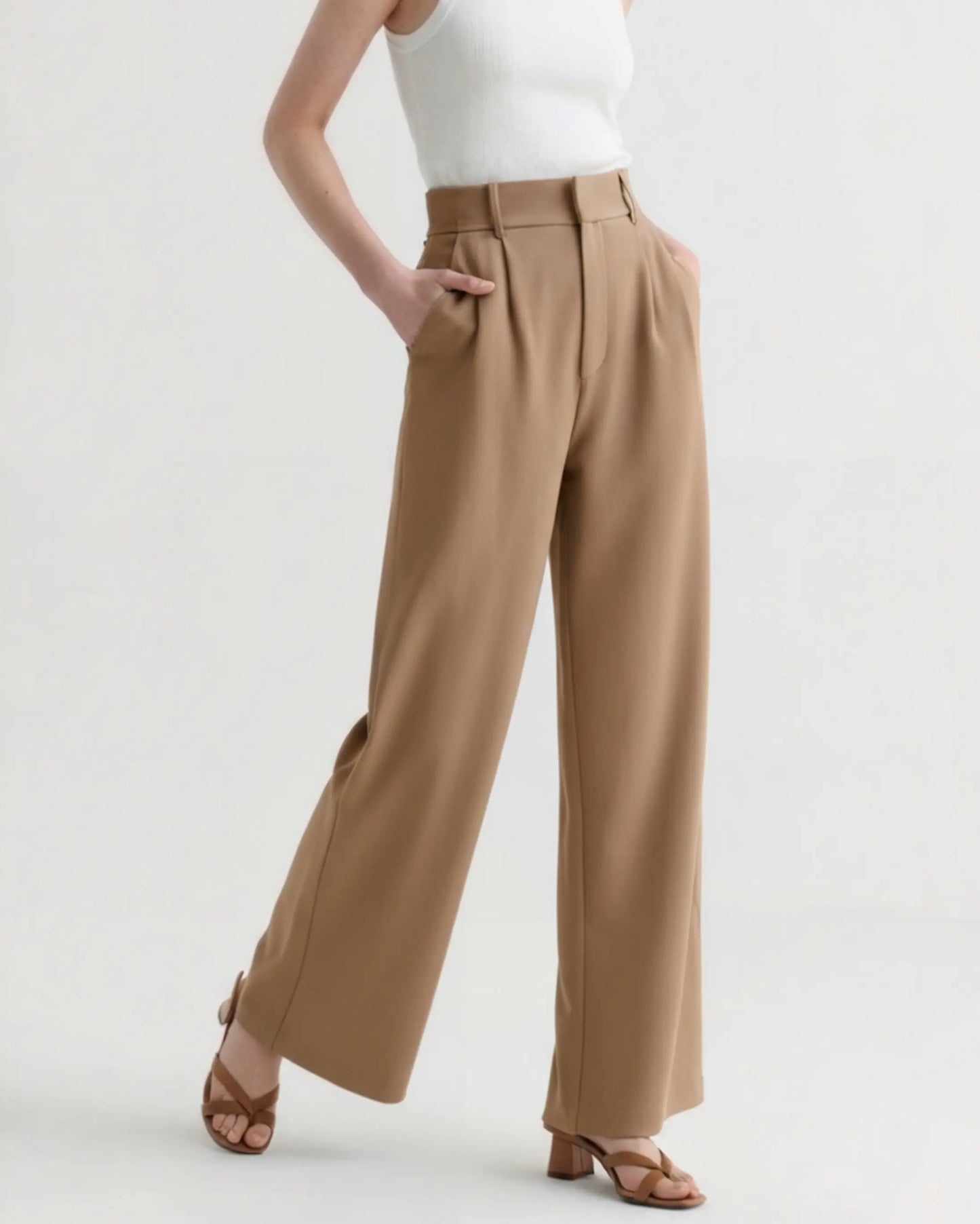 Tailored Wide-Leg Trousers – Women's High-Waist Pleated Trousers