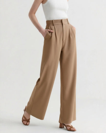 Tailored Wide-Leg Trousers – Women's High-Waist Pleated Trousers