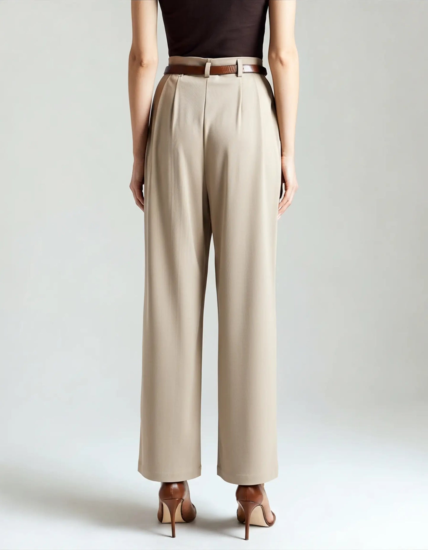Pleated Wide-Leg Trousers – Women's High-Waist Lightweight Trousers
