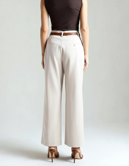 Pleated Wide-Leg Trousers – Women's High-Waist Lightweight Trousers