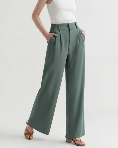 Tailored Wide-Leg Trousers – Women's High-Waist Pleated Trousers