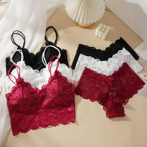 Vohran Lace Essence lingerie set in soft floral lace with wireless bralette and matching panties Vohran UK