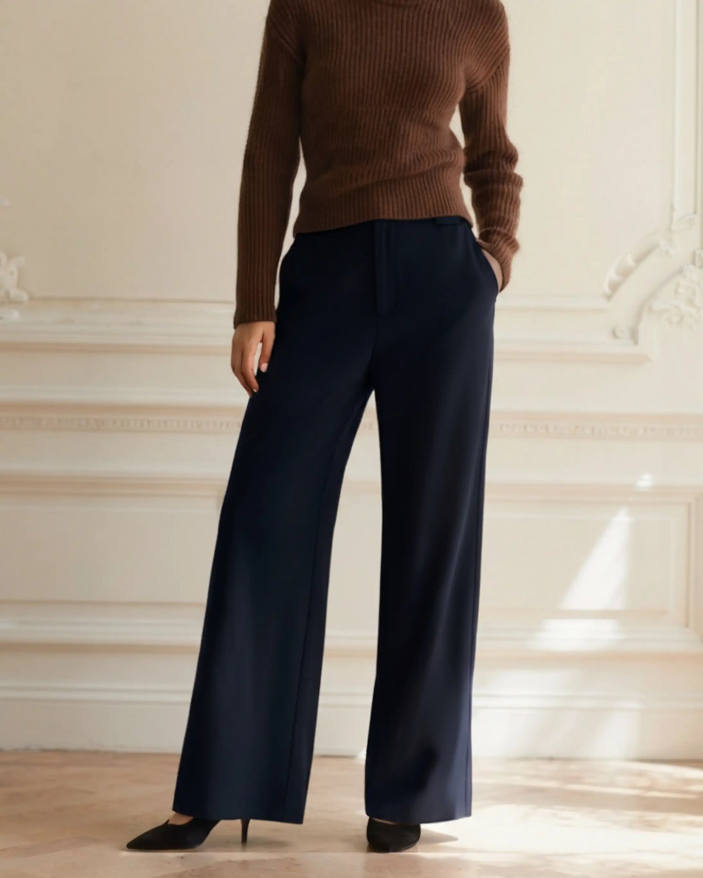 Tailored Wide-Leg Trousers – Women's High-Waist Pleated Trousers