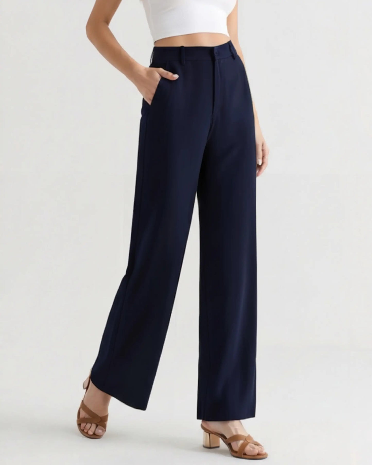 Tailored Wide-Leg Trousers – Women's High-Waist Pleated Trousers