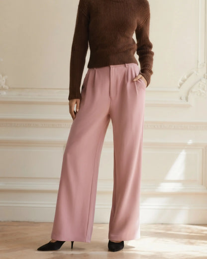 Tailored Wide-Leg Trousers – Women's High-Waist Pleated Trousers