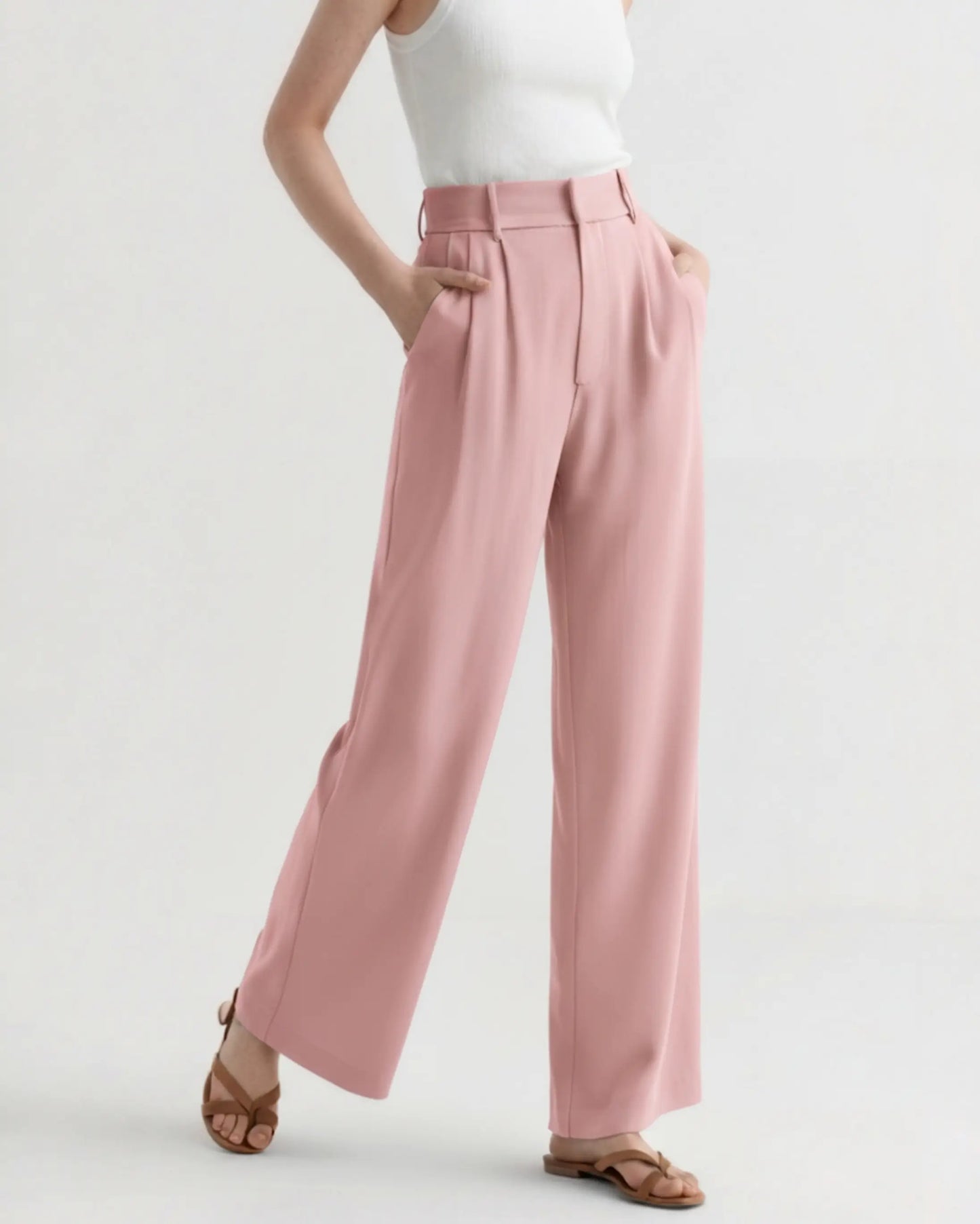 Tailored Wide-Leg Trousers – Women's High-Waist Pleated Trousers
