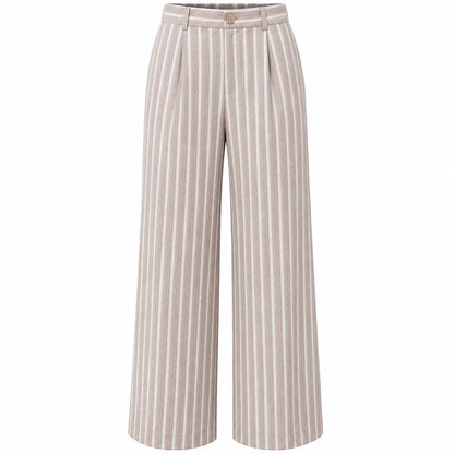 Striped Linen Blazer — Relaxed Fit Single Button Jacket